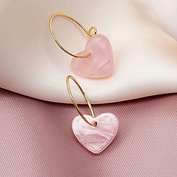 Gold Tone Heart Small Hoop Earrings - Picture 3 of 4